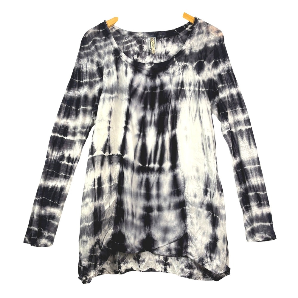 XCVI Long Sleeve Tie Dye Tunic Top M Artsy Festival Hippie 70's Boo Edgy Grunge